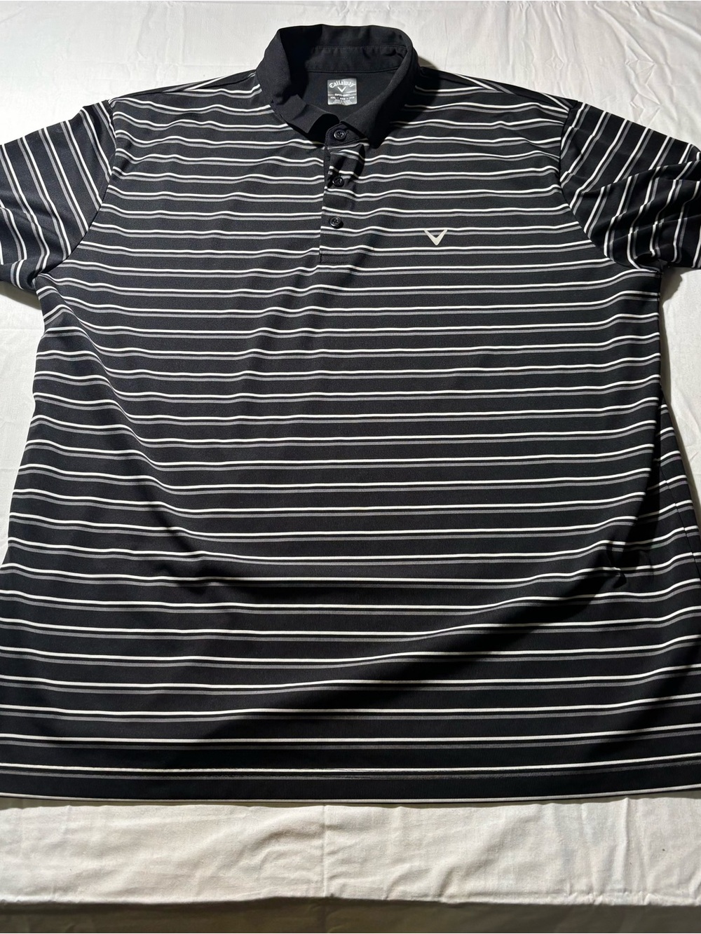 Callaway Black Polo with White Stripes - Men's